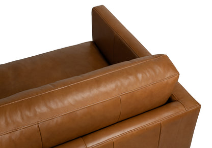 Grant Tuxedo Top-Grain Leather Sofa in Caramel Brown