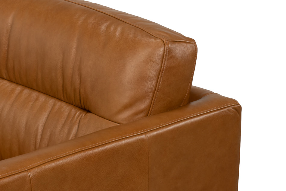 Grant Tuxedo Top-Grain Leather Sofa in Caramel Brown