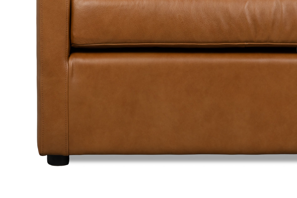 Grant Tuxedo Top-Grain Leather Sofa in Caramel Brown