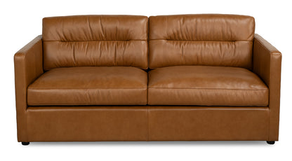 Grant Tuxedo Top-Grain Leather Sofa in Caramel Brown