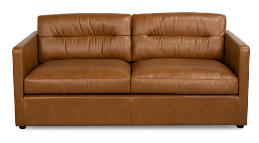 Grant Tuxedo Top-Grain Leather Sofa in Caramel Brown
