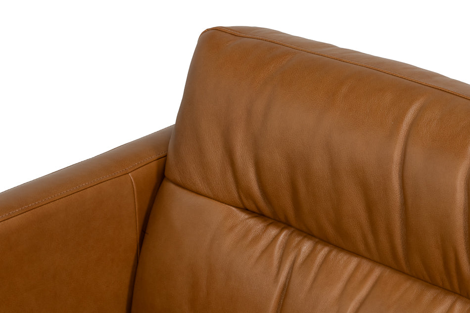 Grant Tuxedo Top-Grain Leather Sofa in Caramel Brown