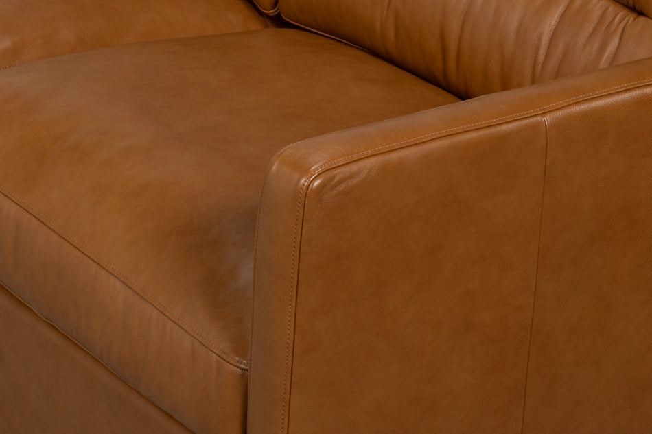Grant Tuxedo Top-Grain Leather Sofa in Caramel Brown