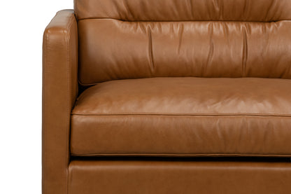 Grant Tuxedo Top-Grain Leather Sofa in Caramel Brown