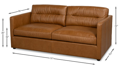Grant Tuxedo Top-Grain Leather Sofa in Caramel Brown