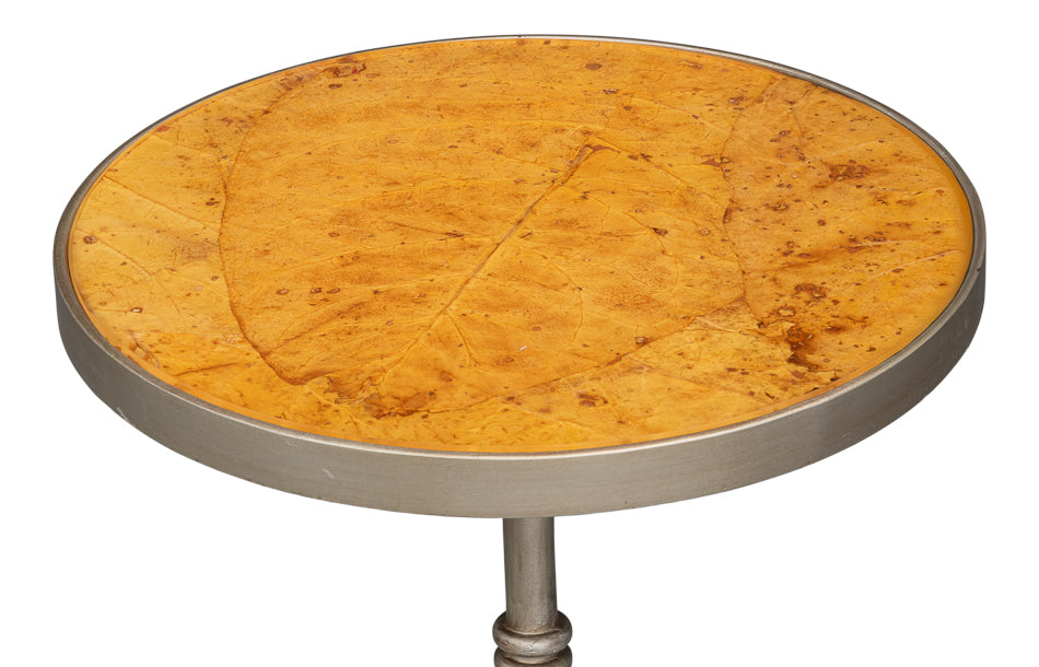 Carolina Leaf Accent Table with Natural Tobacco Leaf Top