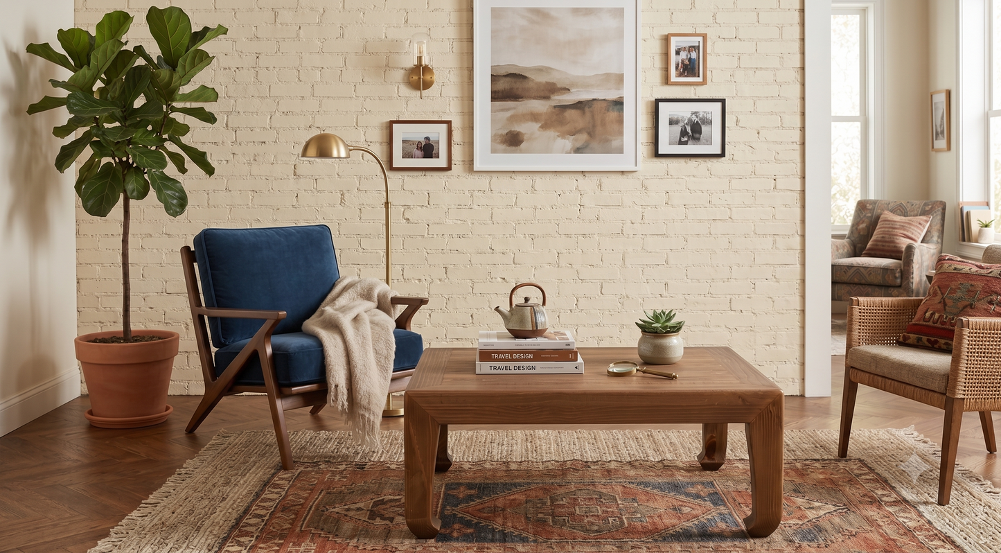 Traditional Chinese Elm Wood Cocktail Table