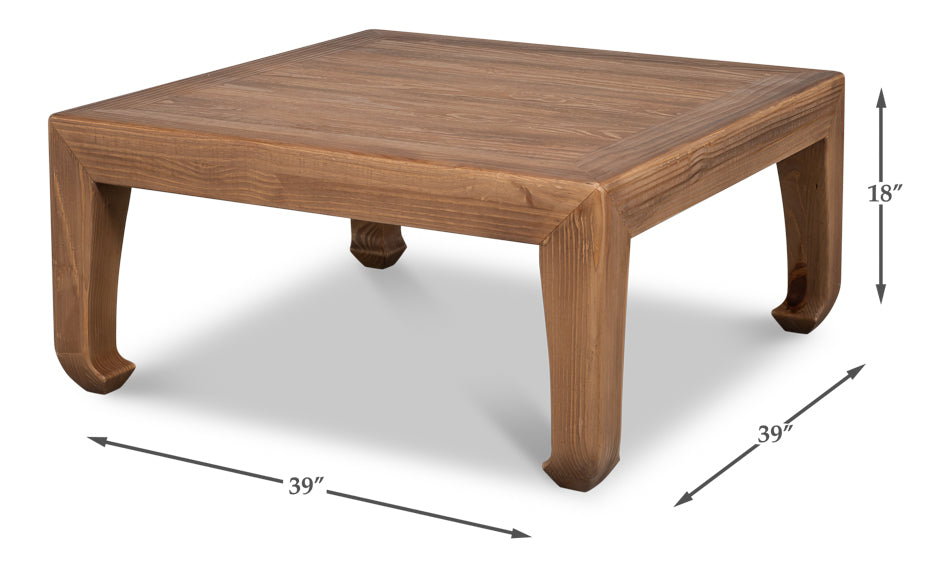 Traditional Chinese Elm Wood Cocktail Table