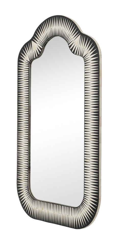 Meridian Traditional Mango Wood and Bone Inlay Wall Mirror