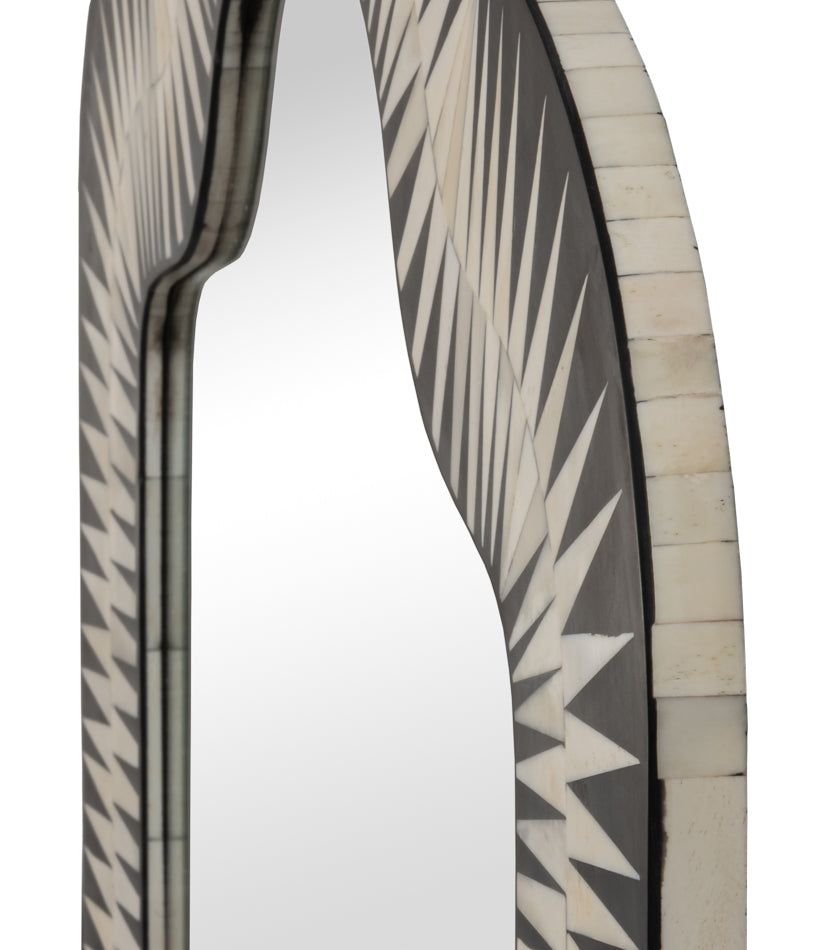 Meridian Traditional Mango Wood and Bone Inlay Wall Mirror