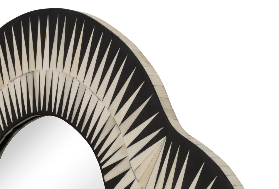 Meridian Traditional Mango Wood and Bone Inlay Wall Mirror
