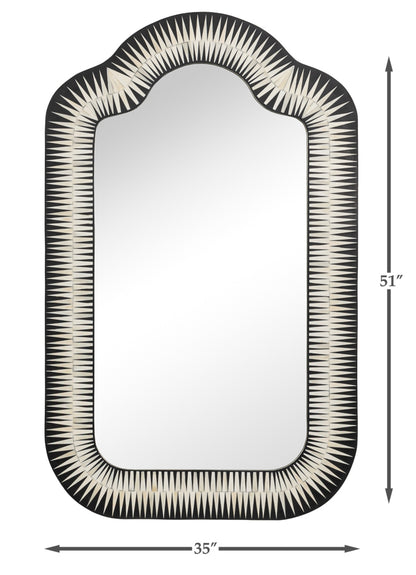 Meridian Traditional Mango Wood and Bone Inlay Wall Mirror