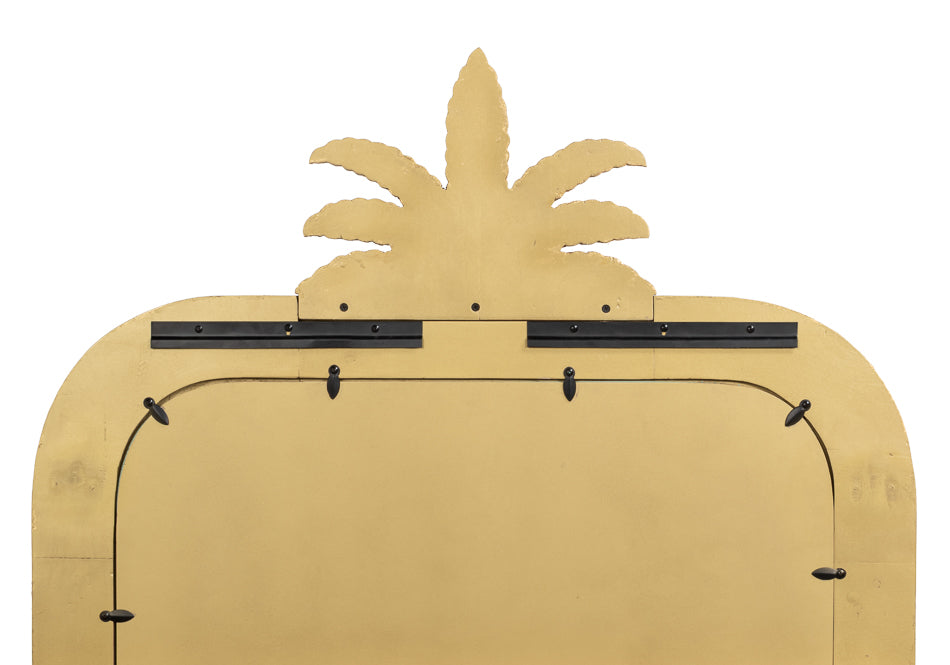 Pineapple Carved Wood Wall Mirror in Antique Gold Finish