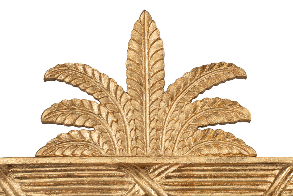 Pineapple Carved Wood Wall Mirror in Antique Gold Finish