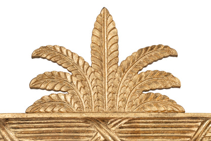 Pineapple Carved Wood Wall Mirror in Antique Gold Finish