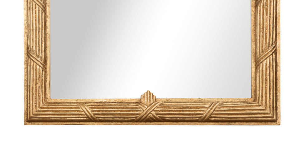 Pineapple Carved Wood Wall Mirror in Antique Gold Finish