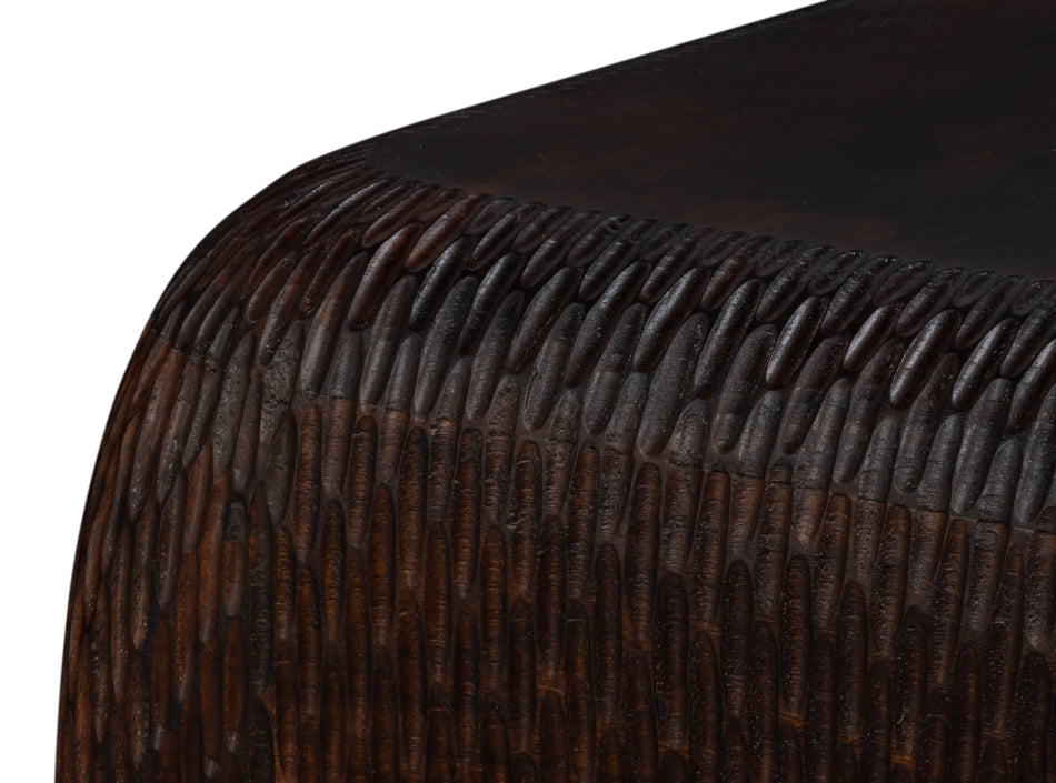 Molten Carved Mango Wood Accent Side Table