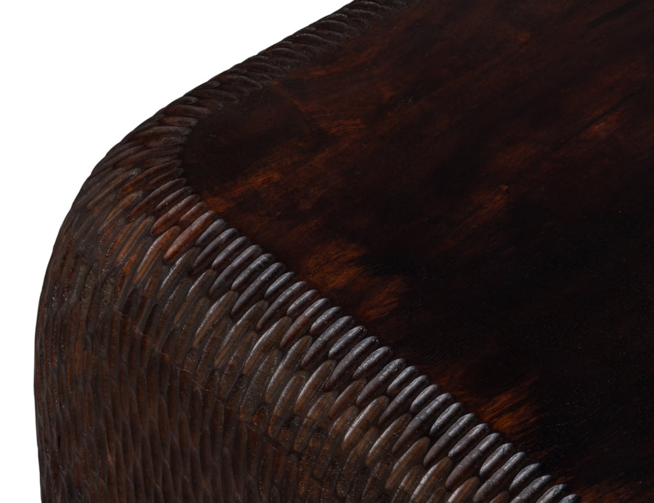 Molten Carved Mango Wood Accent Side Table
