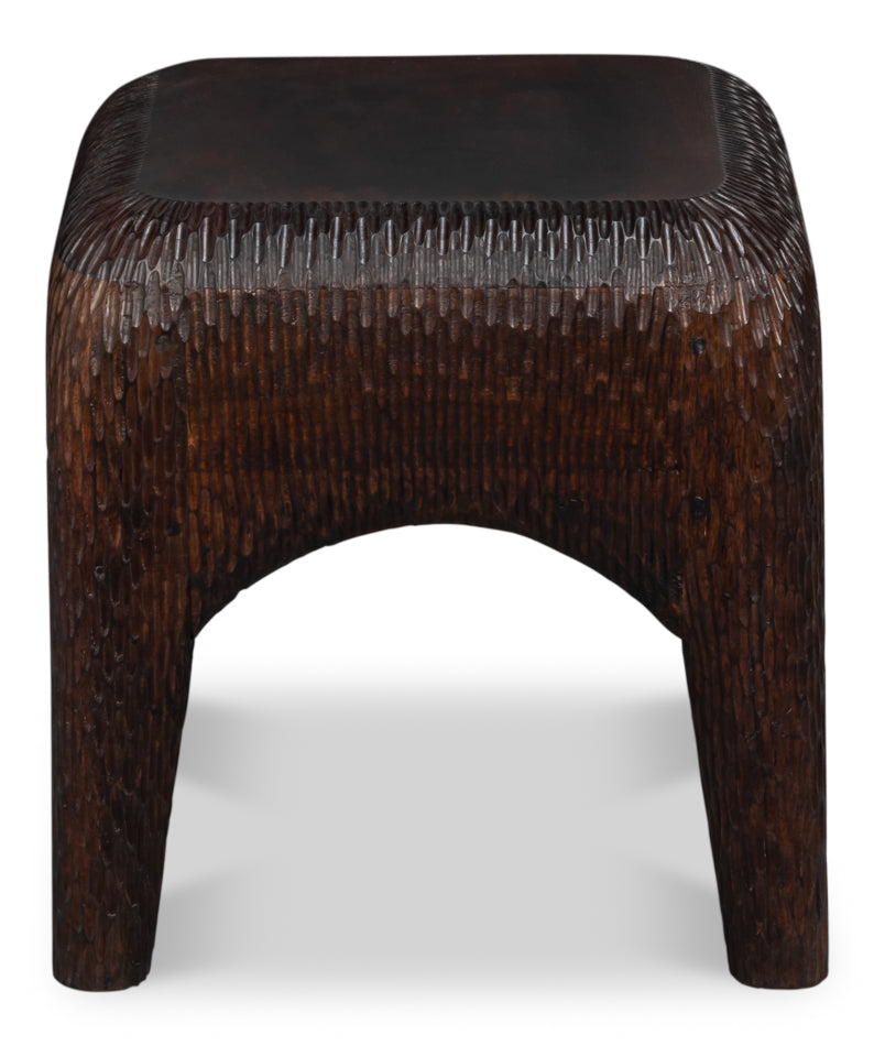 Molten Carved Mango Wood Accent Side Table