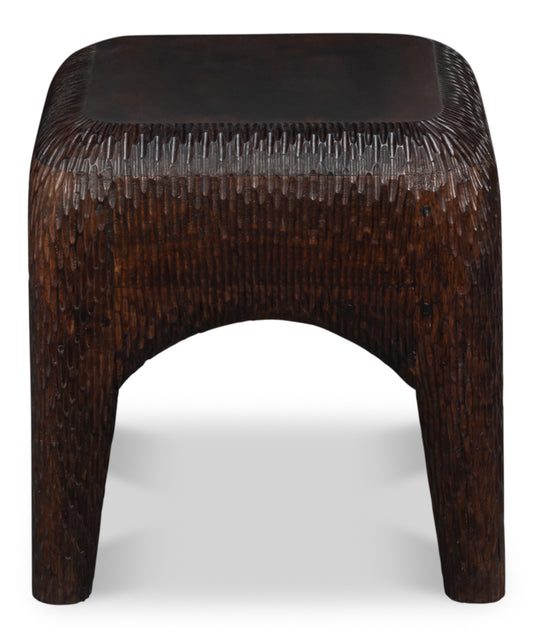Molten Carved Mango Wood Accent Side Table