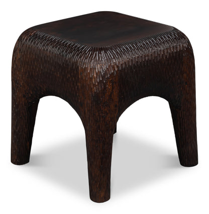 Molten Carved Mango Wood Accent Side Table