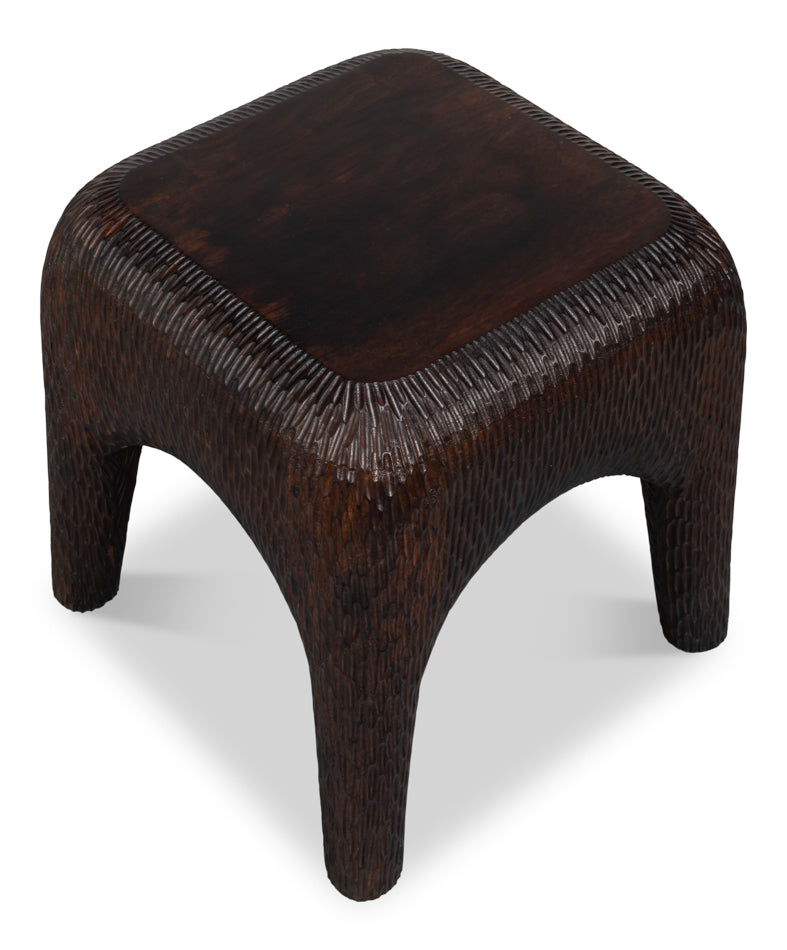 Molten Carved Mango Wood Accent Side Table