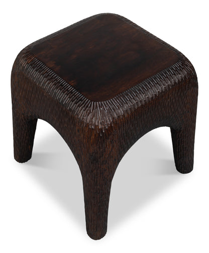 Molten Carved Mango Wood Accent Side Table
