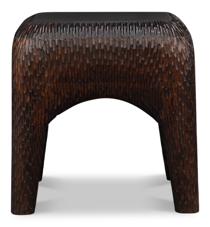 Molten Carved Mango Wood Accent Side Table