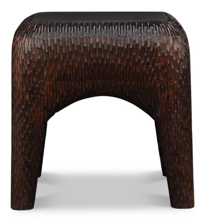 Molten Carved Mango Wood Accent Side Table