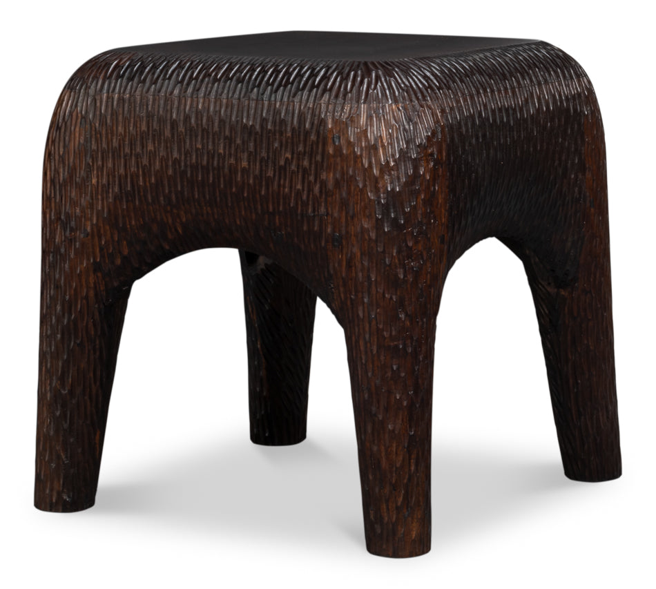 Molten Carved Mango Wood Accent Side Table