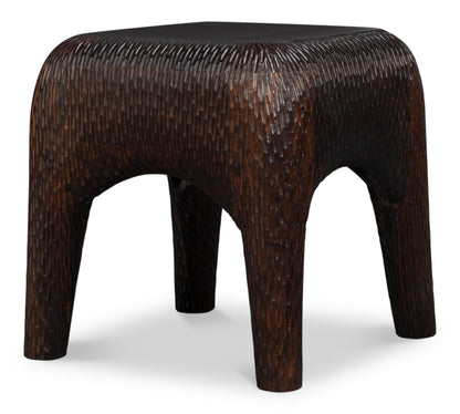 Molten Carved Mango Wood Accent Side Table