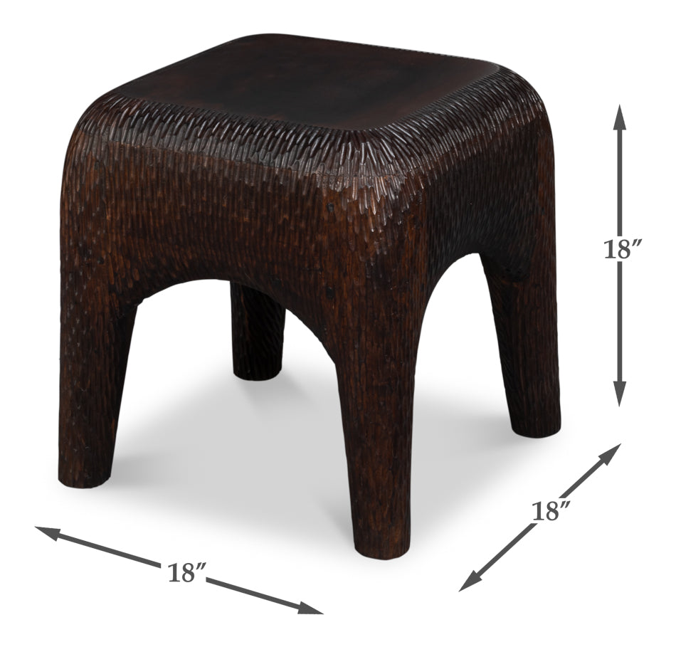 Molten Carved Mango Wood Accent Side Table