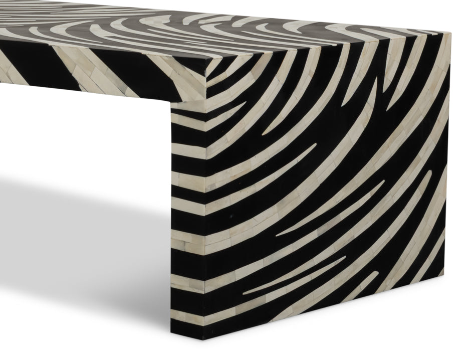 Meridan Traditional Mango Wood and Bone Inlay Cocktail Table