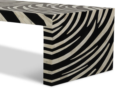 Meridan Traditional Mango Wood and Bone Inlay Cocktail Table