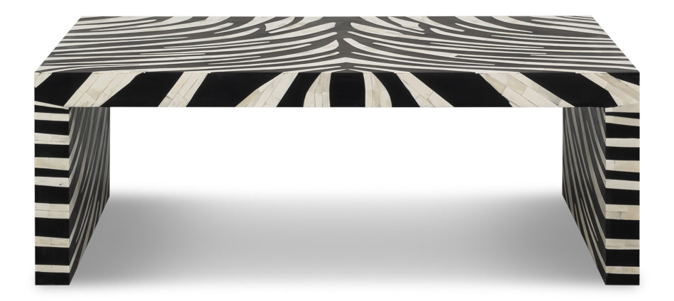 Meridan Traditional Mango Wood and Bone Inlay Cocktail Table