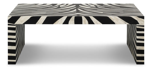 Meridan Traditional Mango Wood and Bone Inlay Cocktail Table