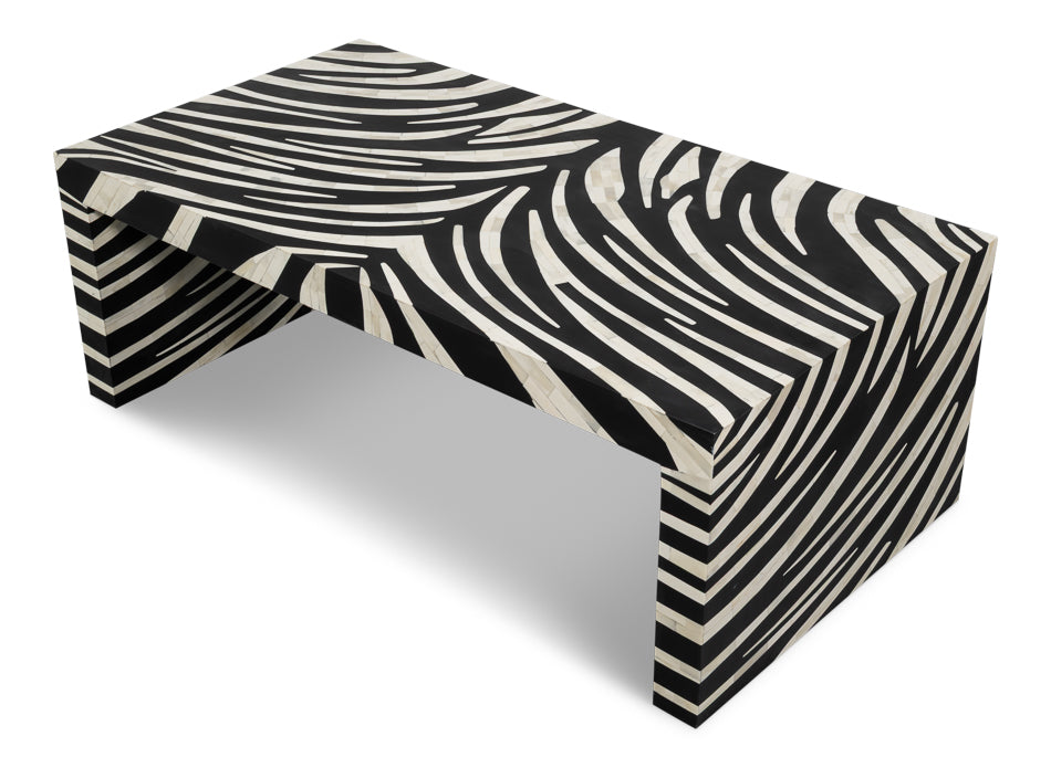 Meridan Traditional Mango Wood and Bone Inlay Cocktail Table