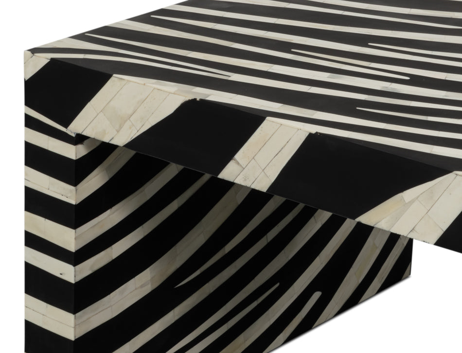 Meridan Traditional Mango Wood and Bone Inlay Cocktail Table