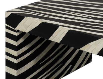 Meridan Traditional Mango Wood and Bone Inlay Cocktail Table