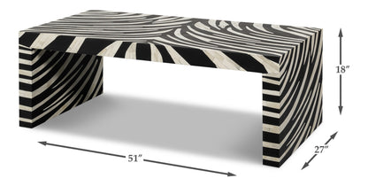 Meridan Traditional Mango Wood and Bone Inlay Cocktail Table