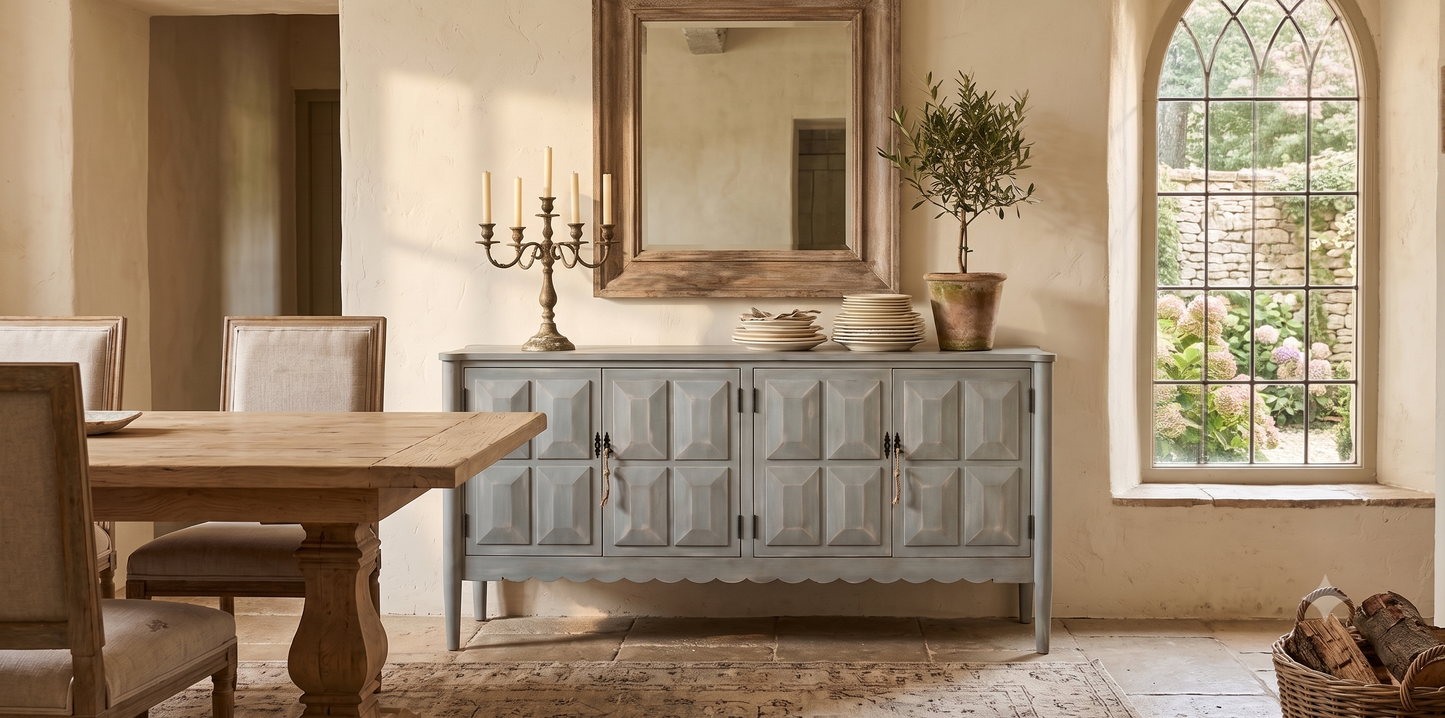 Dutch 4-Door Sideboard in Antique Grey Pine