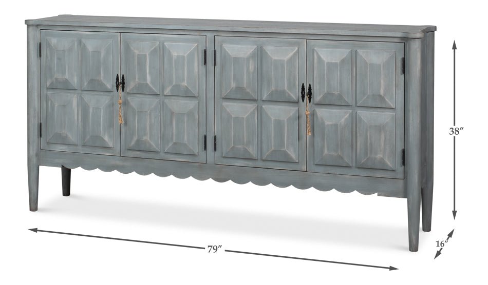 Dutch 4-Door Sideboard in Antique Grey Pine