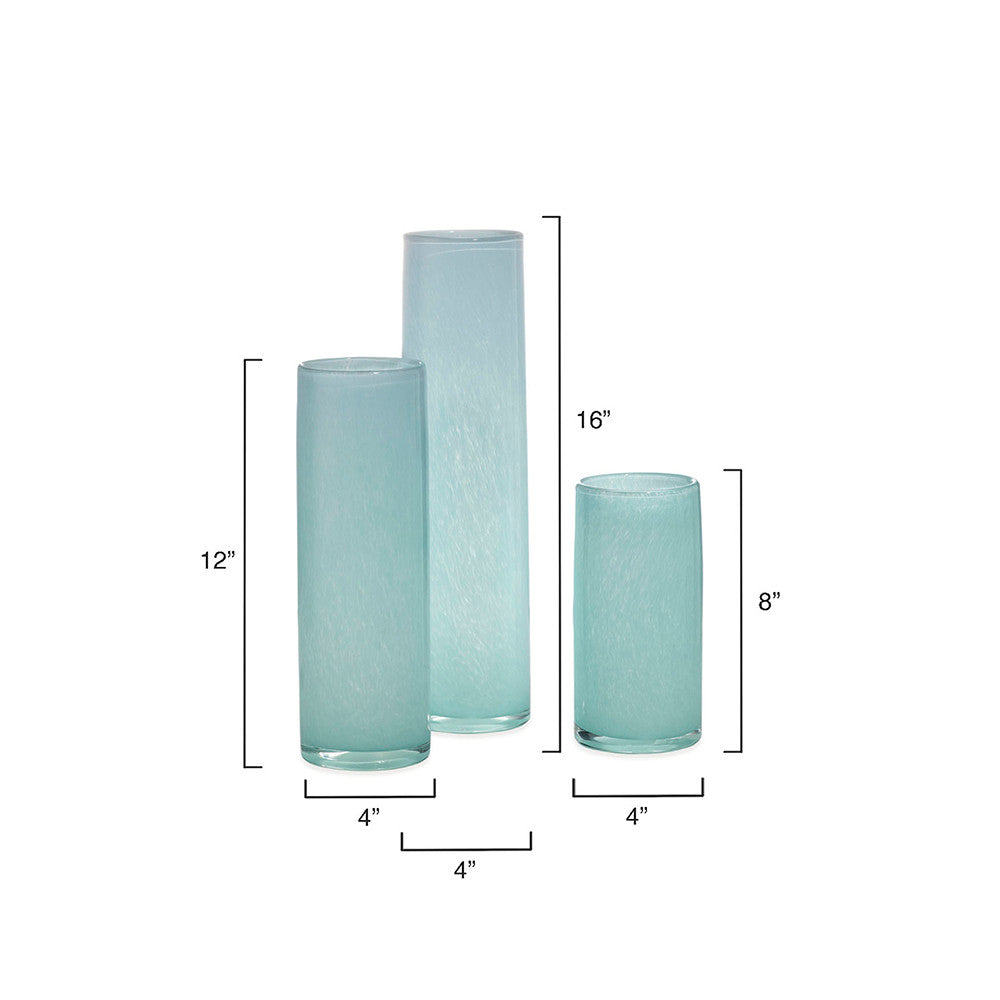 Gwendolyn Hand Blown Vases (Set of 3), Blue