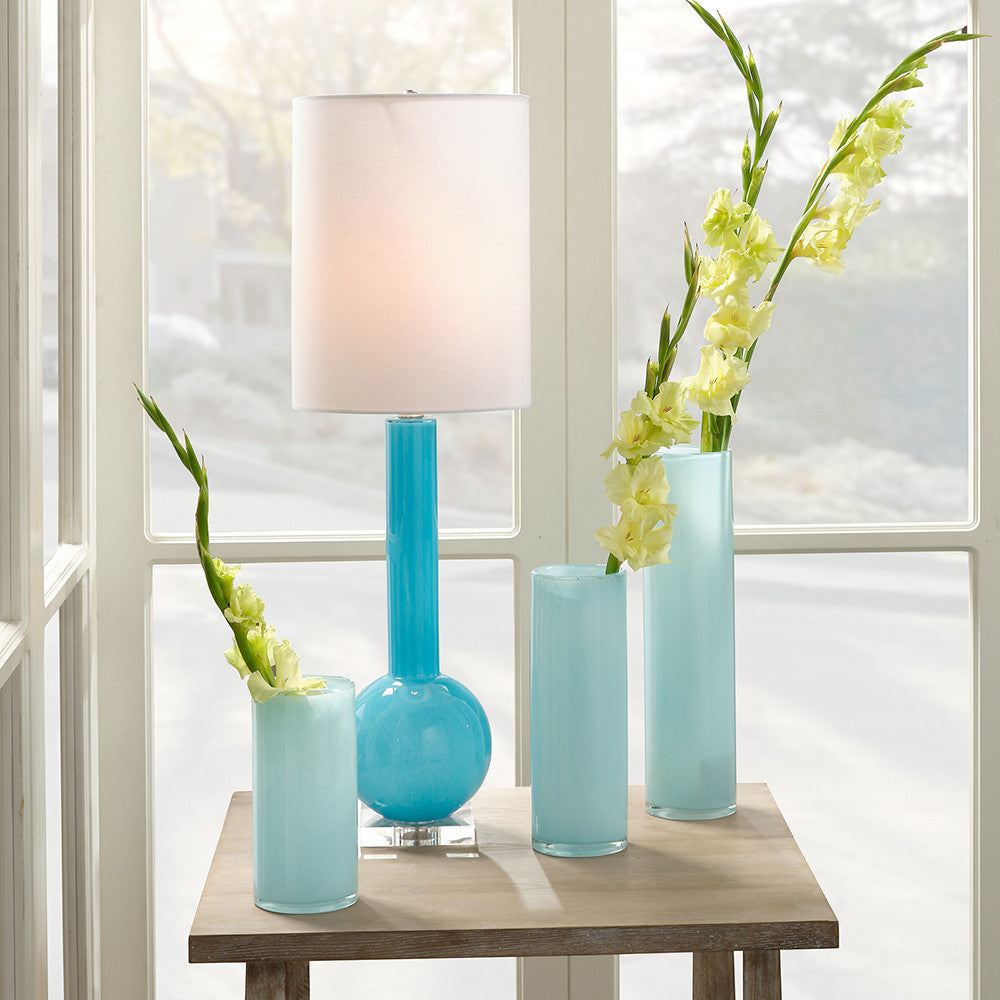 Gwendolyn Hand Blown Vases (Set of 3), Blue