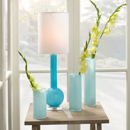 Gwendolyn Hand Blown Vases (Set of 3), Blue
