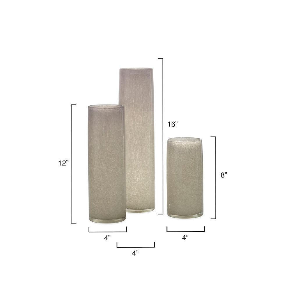Gwendolyn Hand Blown Vases (Set of 3), Grey