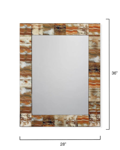 Natural Faux Horn Rectangular Mirror, Medium