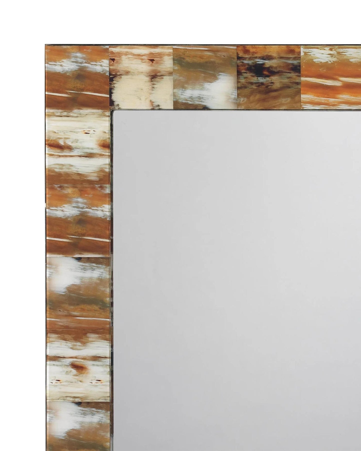 Natural Faux Horn Rectangular Mirror, Medium