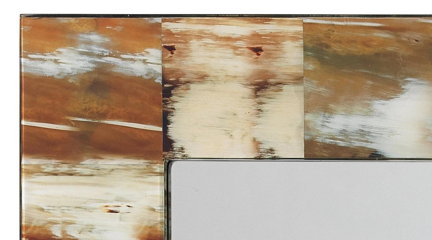 Natural Faux Horn Rectangular Mirror, Medium