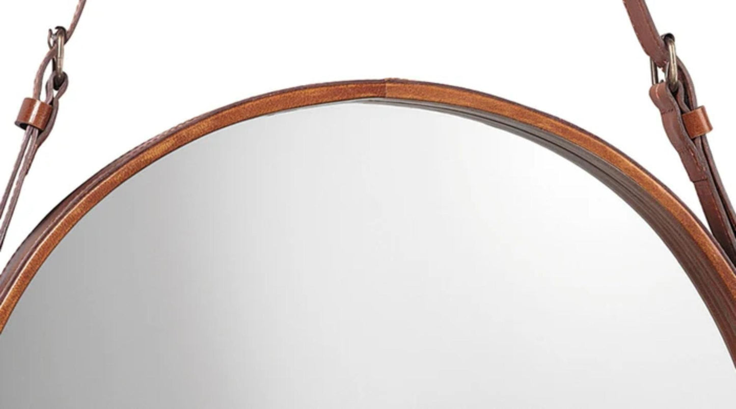 Round Mirror, Large, Brown